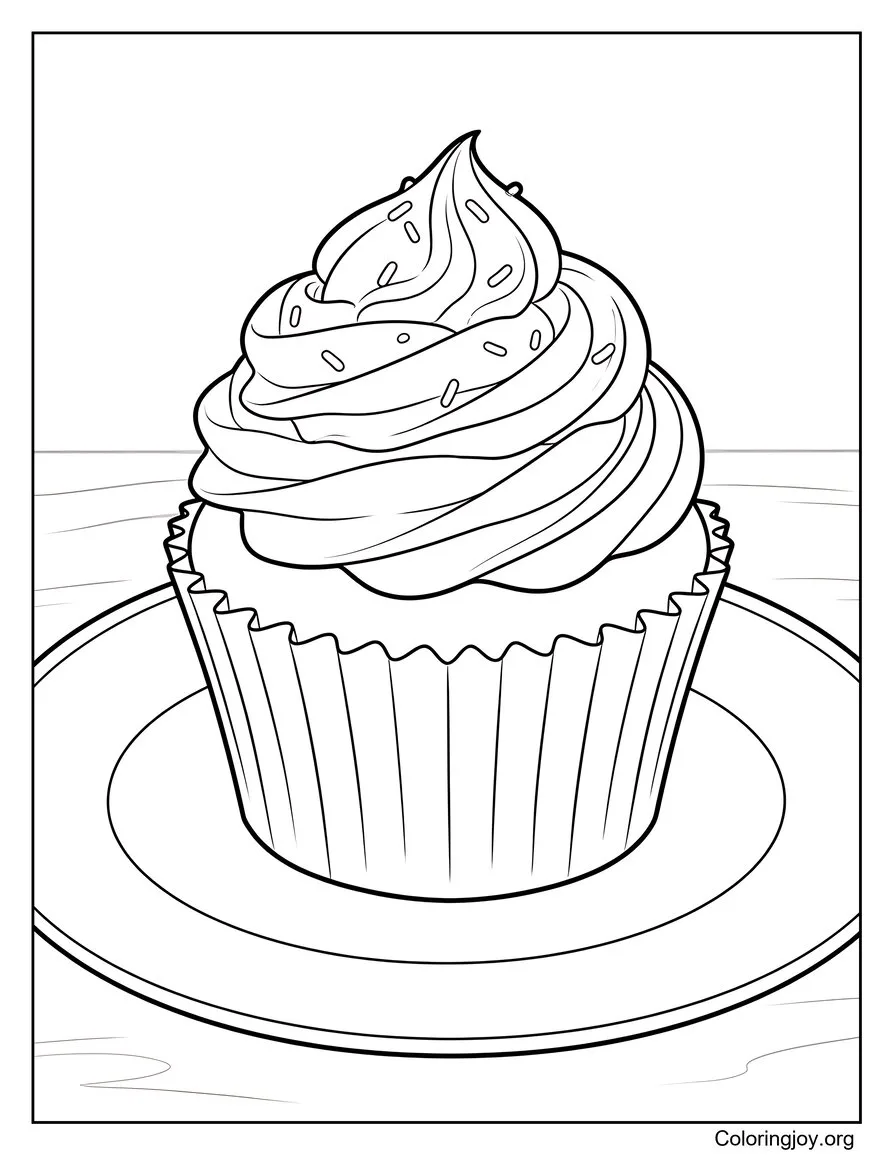 Cupcake à La Vanille Simple Sur Assiette
