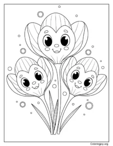 Spring Crocus Flowers Coloring Page