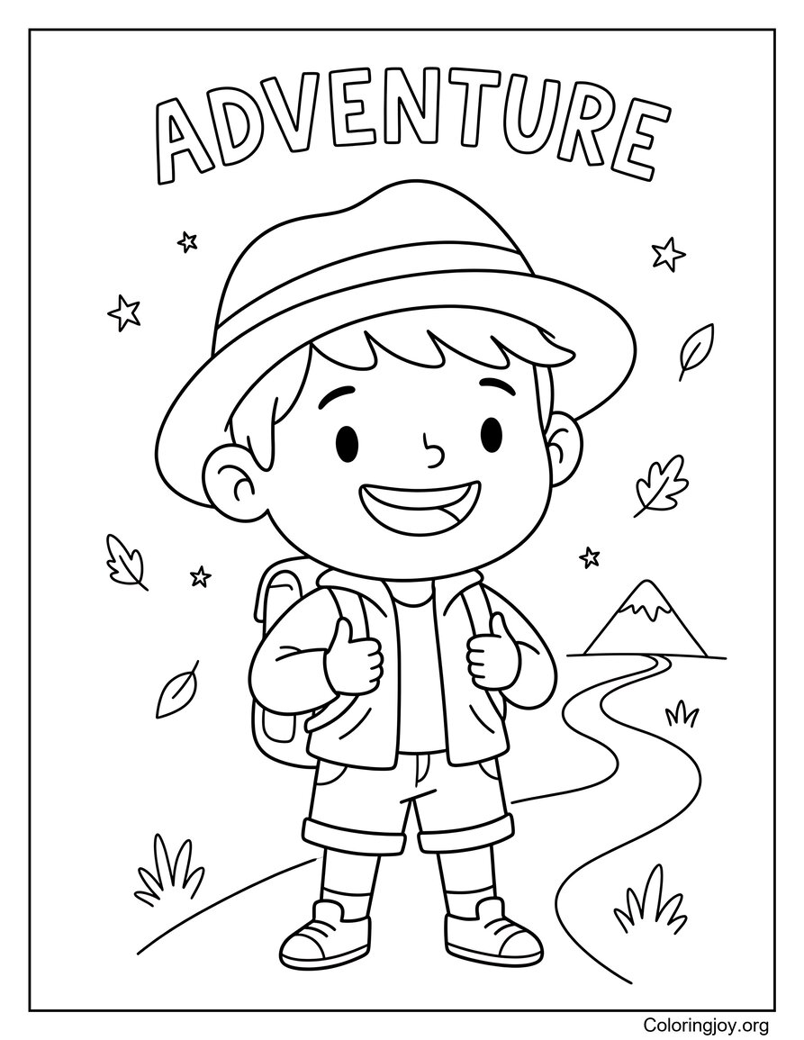 Summer Adventure Moments Coloring Page Action Theme