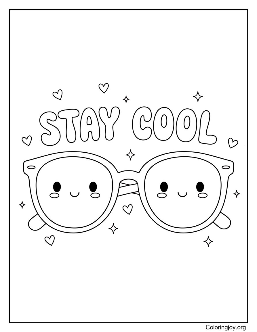 Sunglasses Sunny Day Summer Coloring Page Cool Style