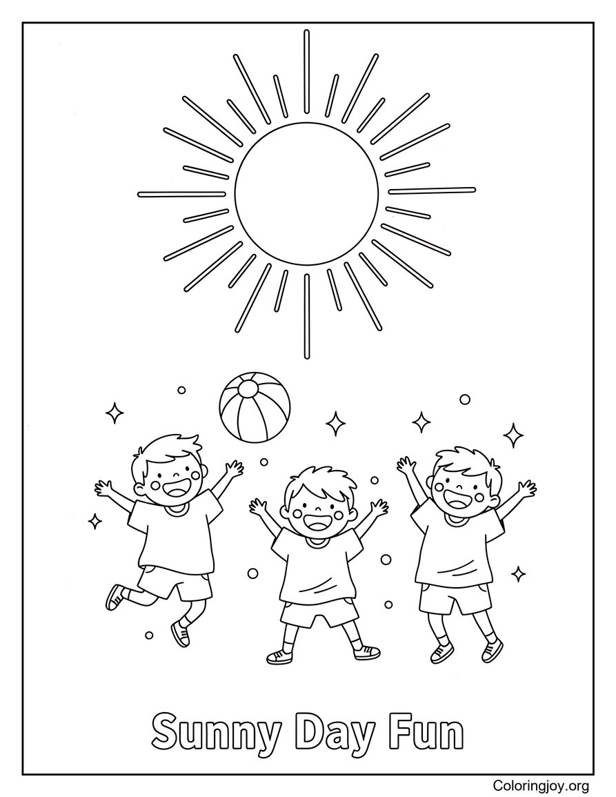 Sunny Day Fun Outdoor Summer Coloring Sheet