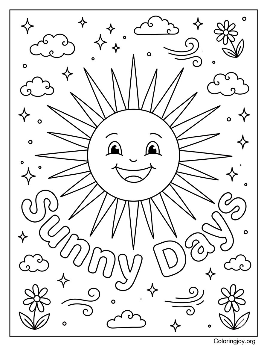 Sunny Days Outdoor Summer Coloring Page Easy Design