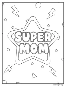 Super Mom Shield Coloring Page Bold Hero Theme