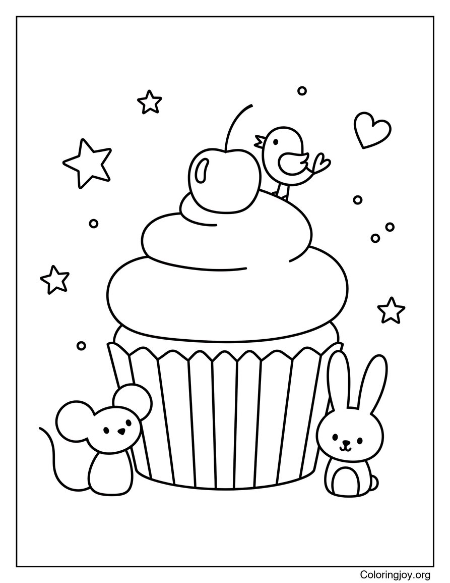 Tiny Animals Around Cupcake