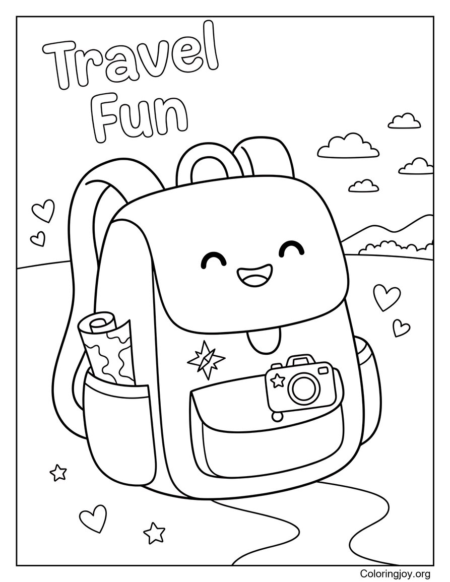 Travel Trips Adventure Summer Coloring Page Explore Theme