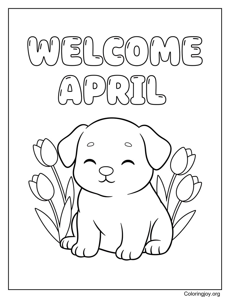 Welcome April Happy Puppy