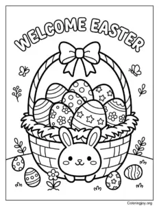 Welcome Easter Basket Coloring Page