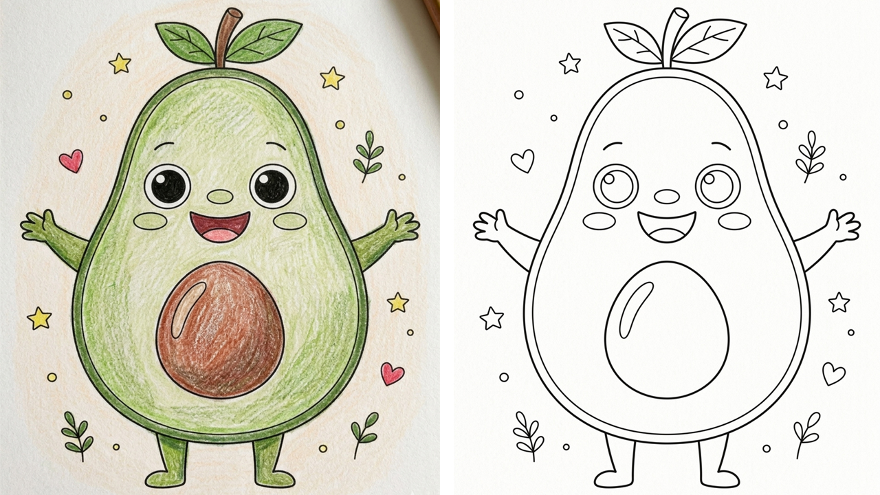 Avocado Coloring Pages
