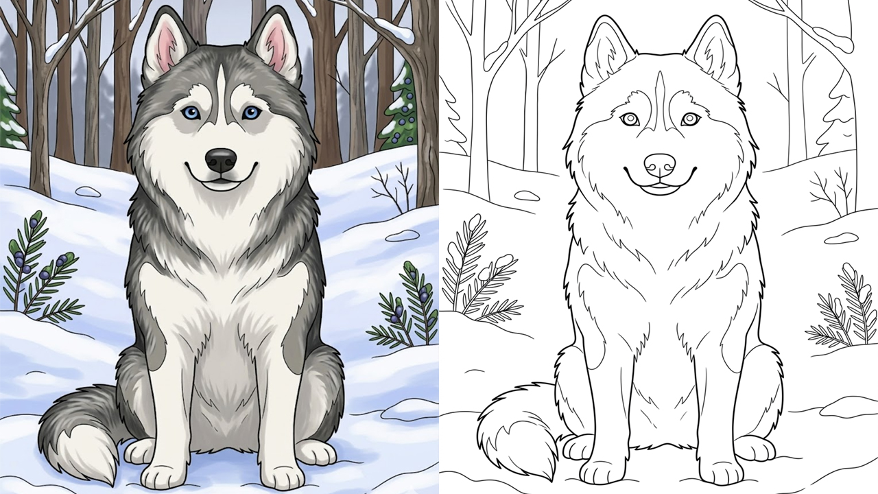 Husky coloring pages