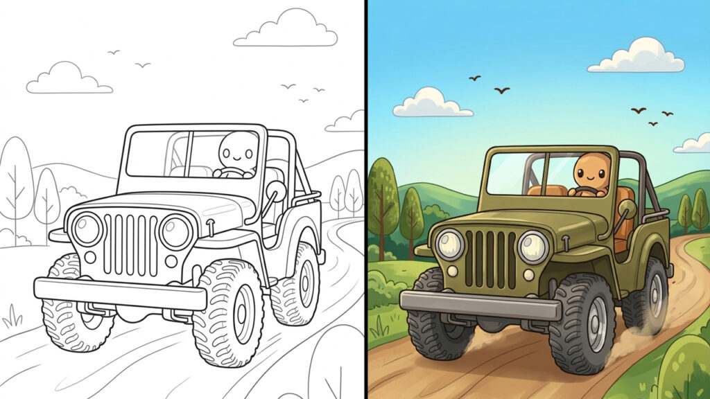 Jeep - Dibujos para colorear (26 PDF gratis para imprimir)