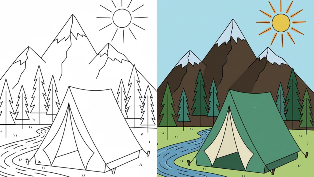 Free Mountain Coloring Pages (PDF Printables)