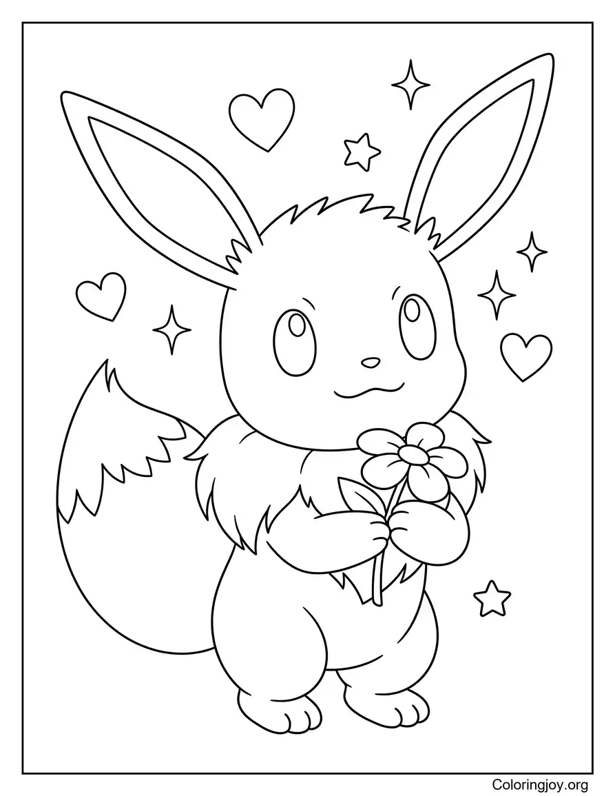 Adorable Eevee Pokemon Coloring Page