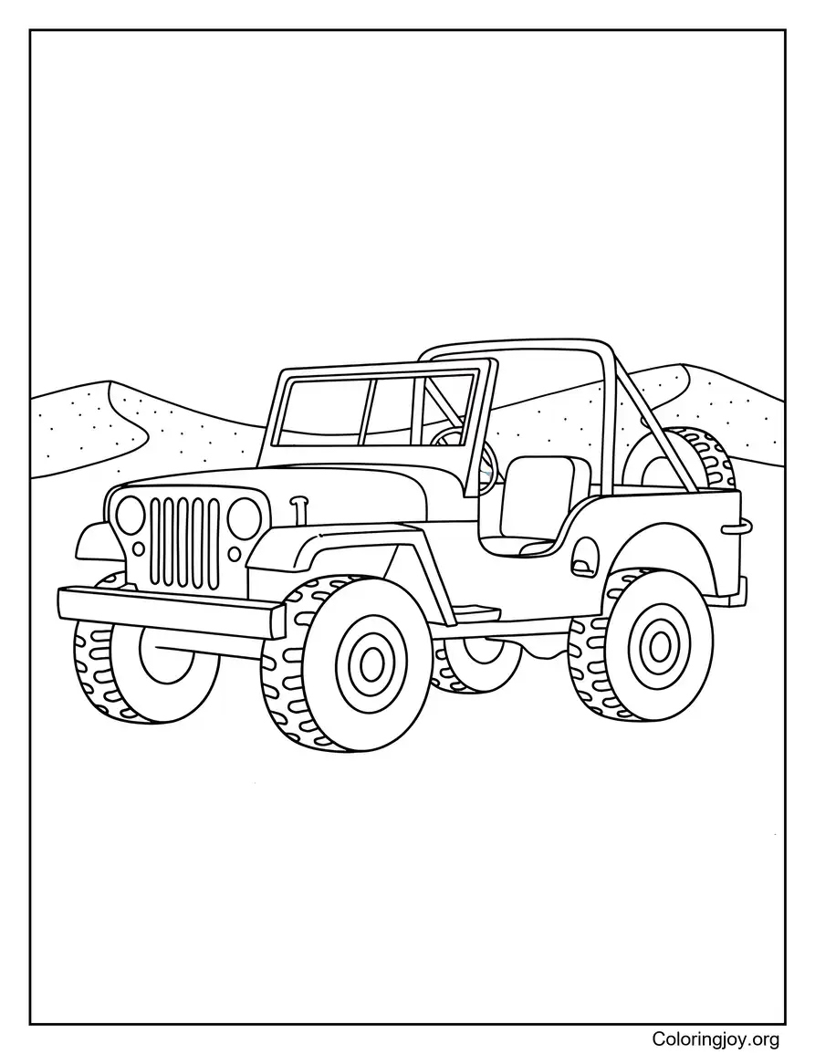 Army Jeep Driving Through the Desert