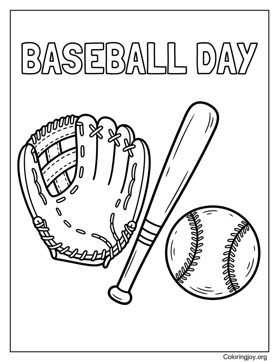 Baseball Day Coloring Page