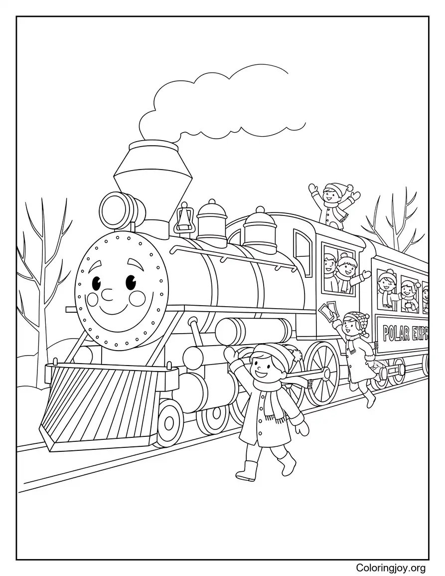 Children Boarding The Polar Express For A Magical Journey