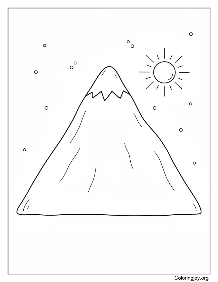 Cute Cartoon Mountain Coloring Page