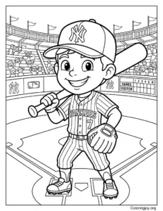 Cute Yankees Cartoon Player