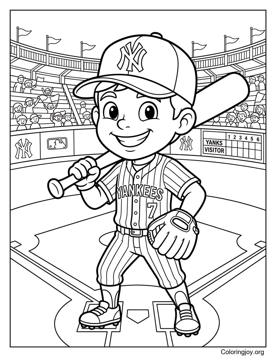 Cute Yankees Cartoon Player