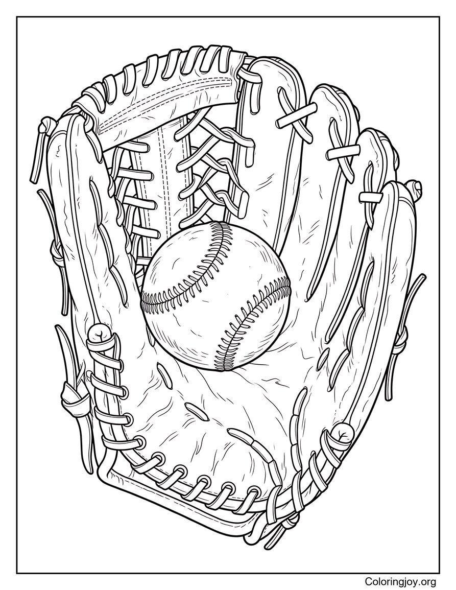 Detaillierter Baseballhandschuh und Ball, realistischer Baseball