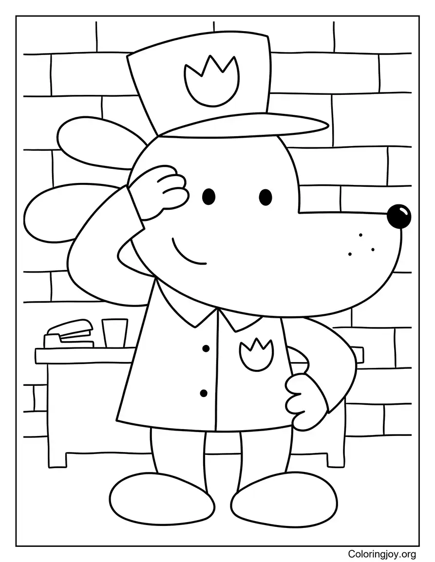 Dog Man Saluting in His Police Uniform