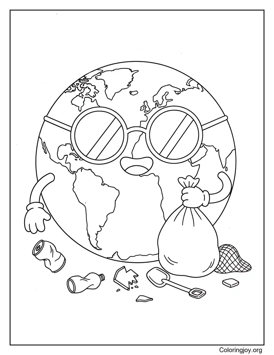 Earth Wearing Sunglasses At The Beach Cleanup