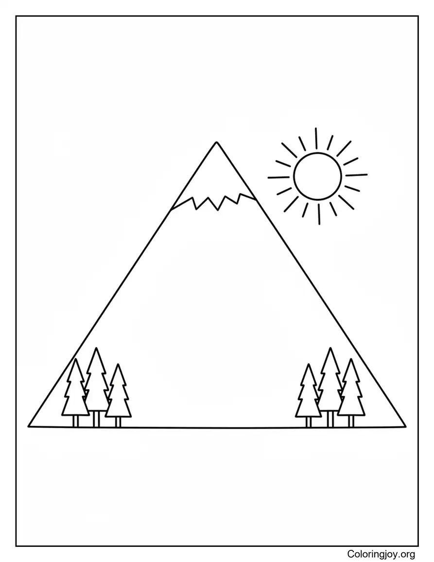 Easy Mountain Coloring Page For Kids