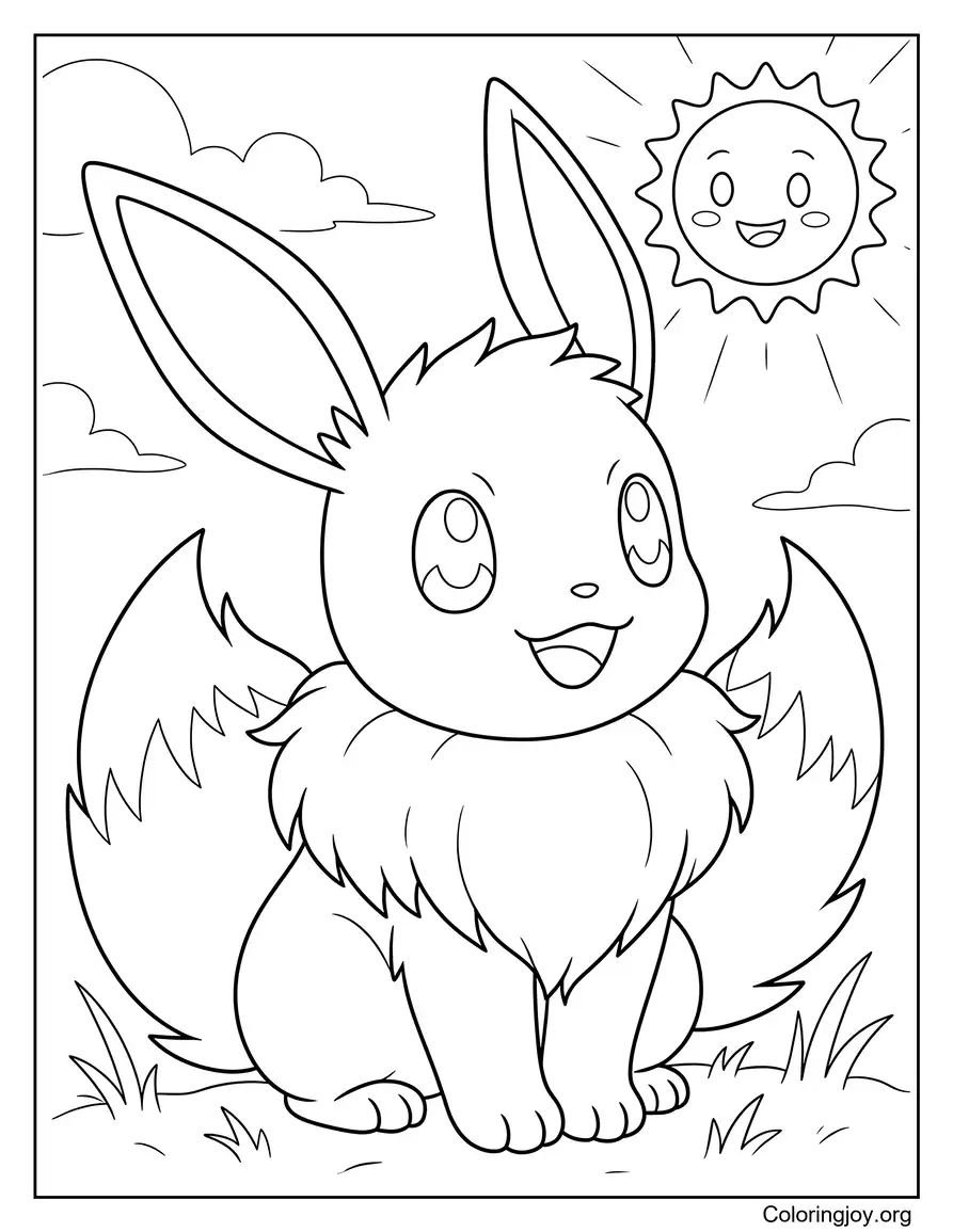Eevee in Sunlight Coloring Page