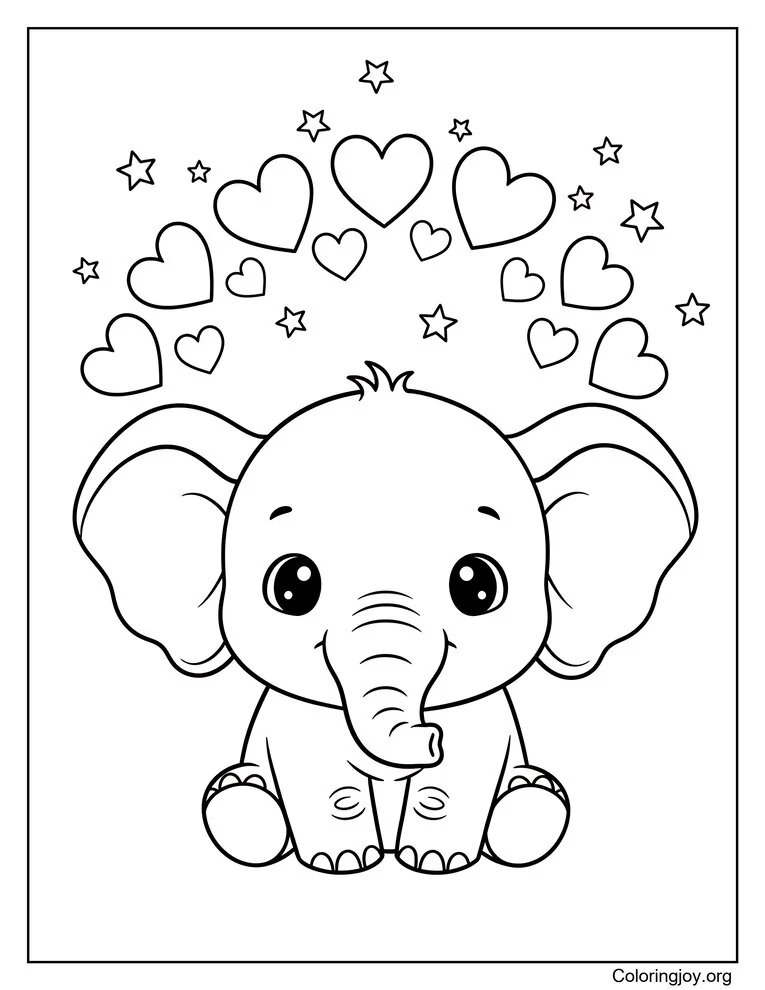 Elephant with heart balloon