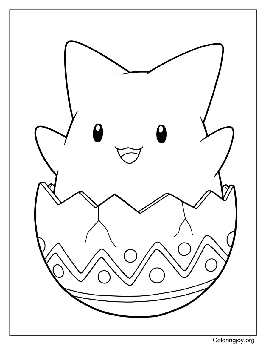 Adorable Togepi con cáscara de huevo para colorear