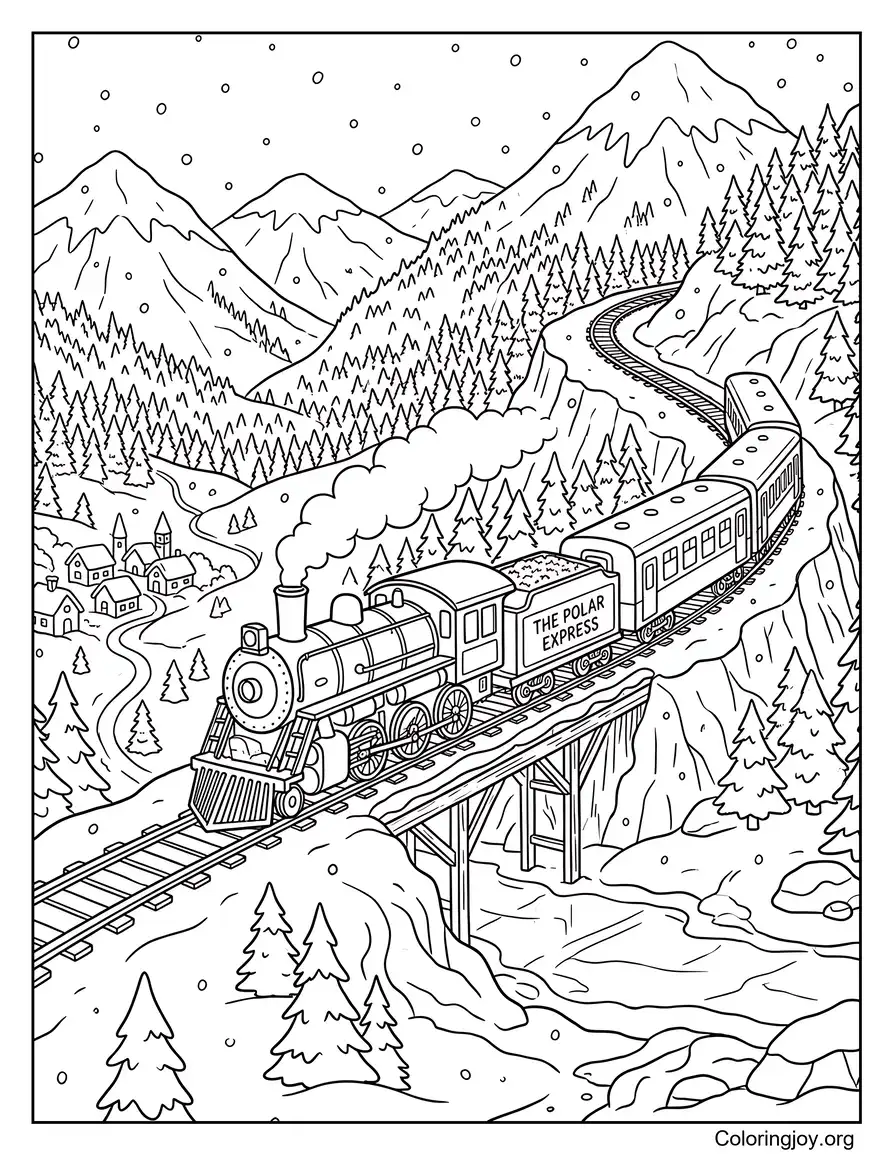 Aventura en el ferrocarril de montaña en el viaje Polar Express