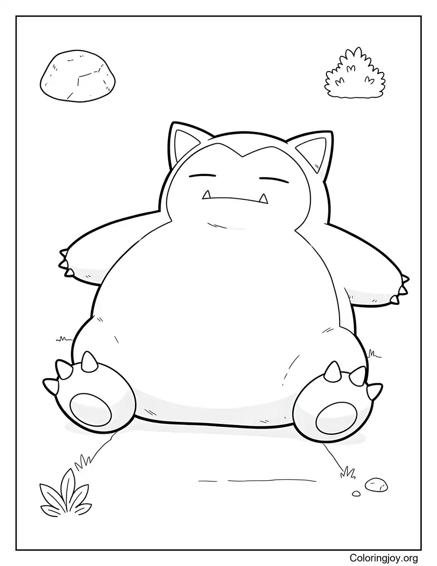 Bloqueando el sendero del bosque Snorlax Página para colorear