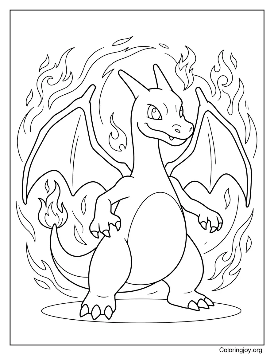 Charizard Página para colorear de aura de poder