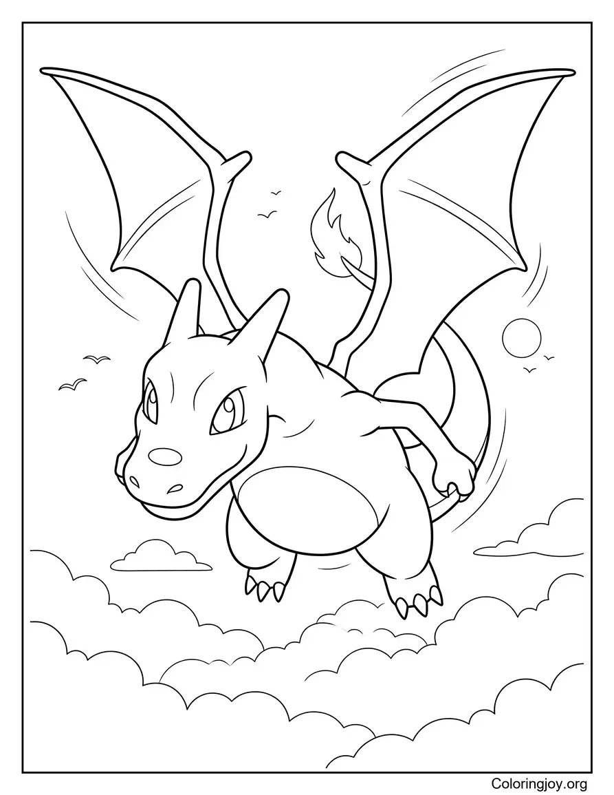 Charizard Página para colorear volando
