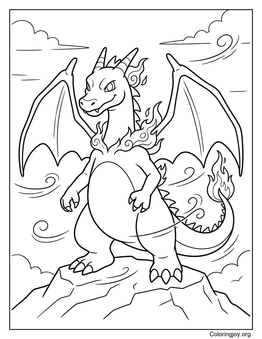 Página para colorear legendaria Charizard
