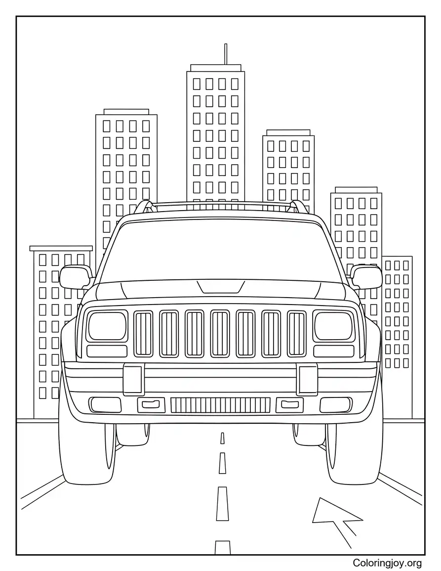 Jeep Cherokee conduciendo en la ciudad