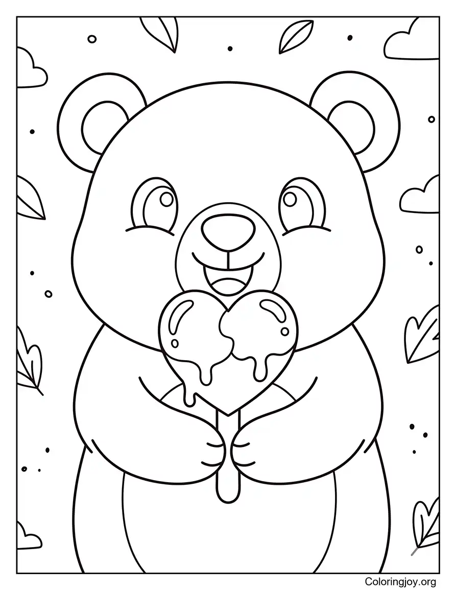 Arte imprimible lindo de helado de corazón