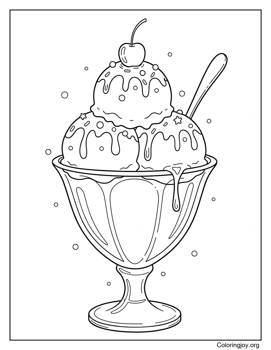 Delicioso helado divertido dibujo para niños