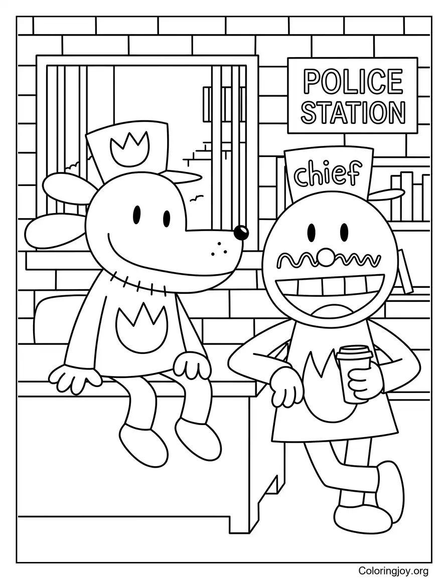 Dentro de la Comisaría con el Jefe y Dog Man