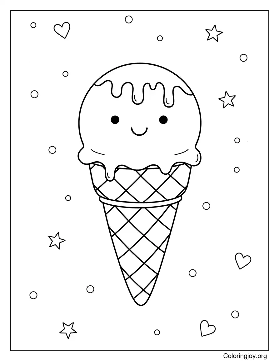 Dibujo sencillo de helado fácil para niños