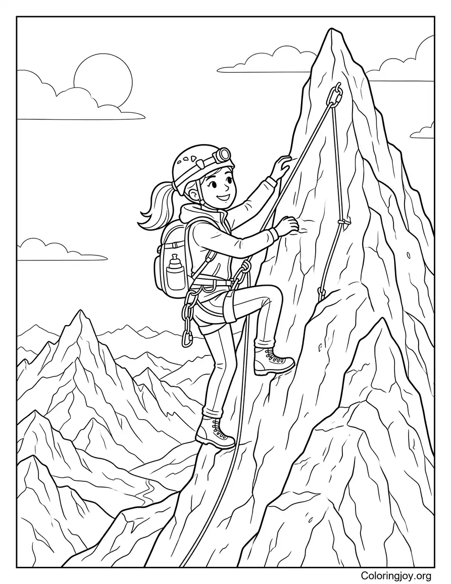 Escena de acción del alpinista