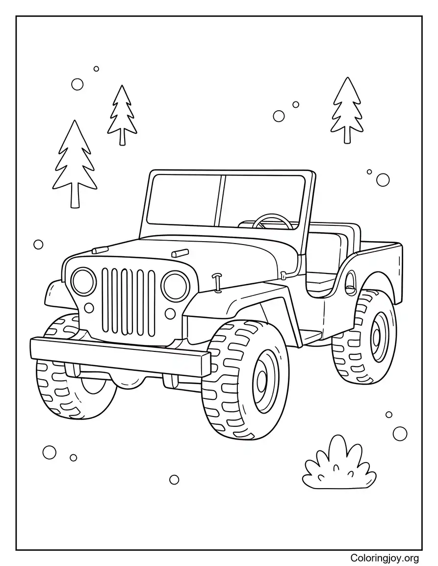 Escena del jeep Willys antiguo