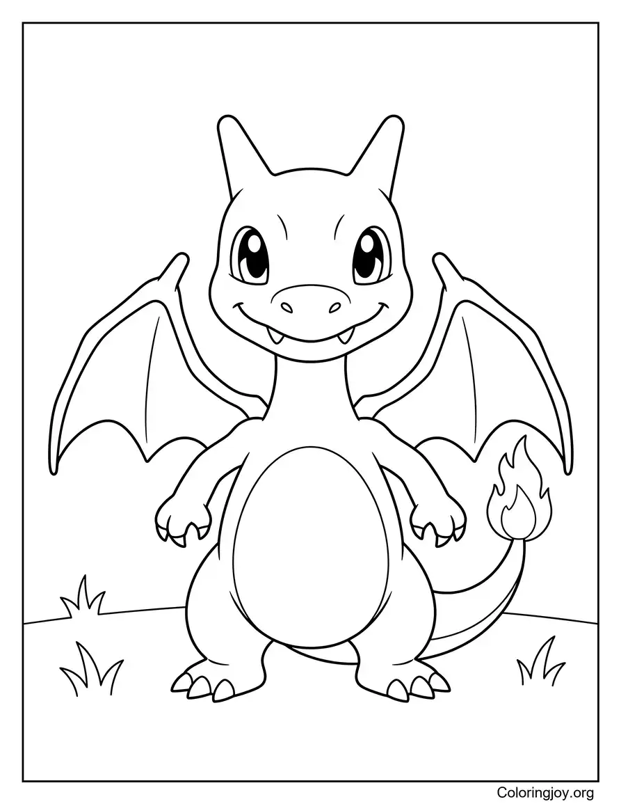 Página para colorear fácil Charizard para niños
