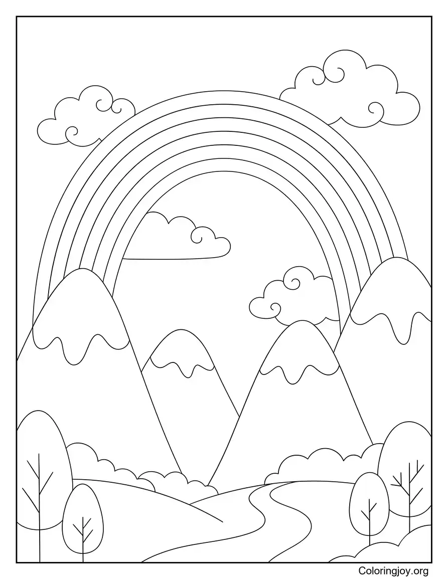Página de fantasía de montaña arcoíris