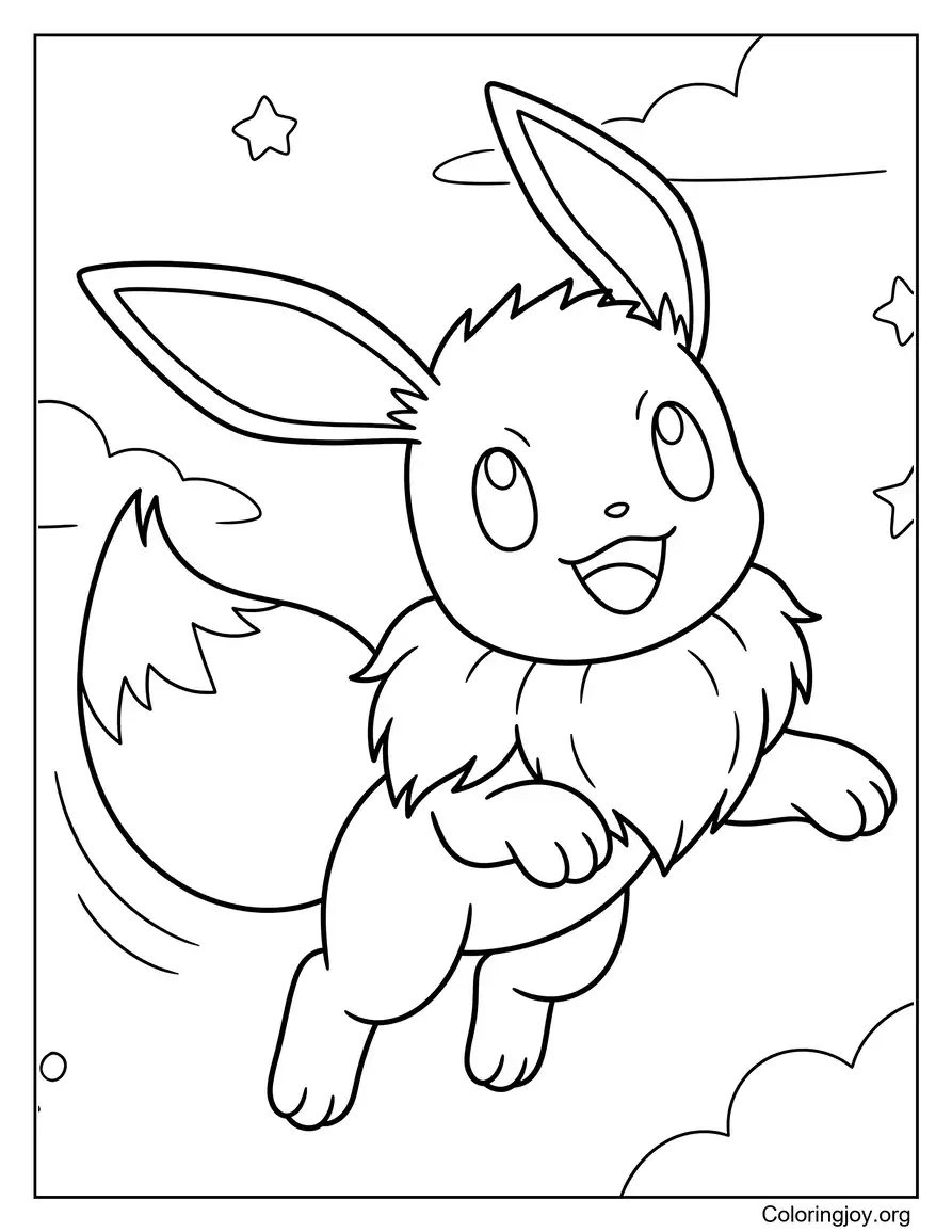 Feliz Eevee Página para colorear Pokémon