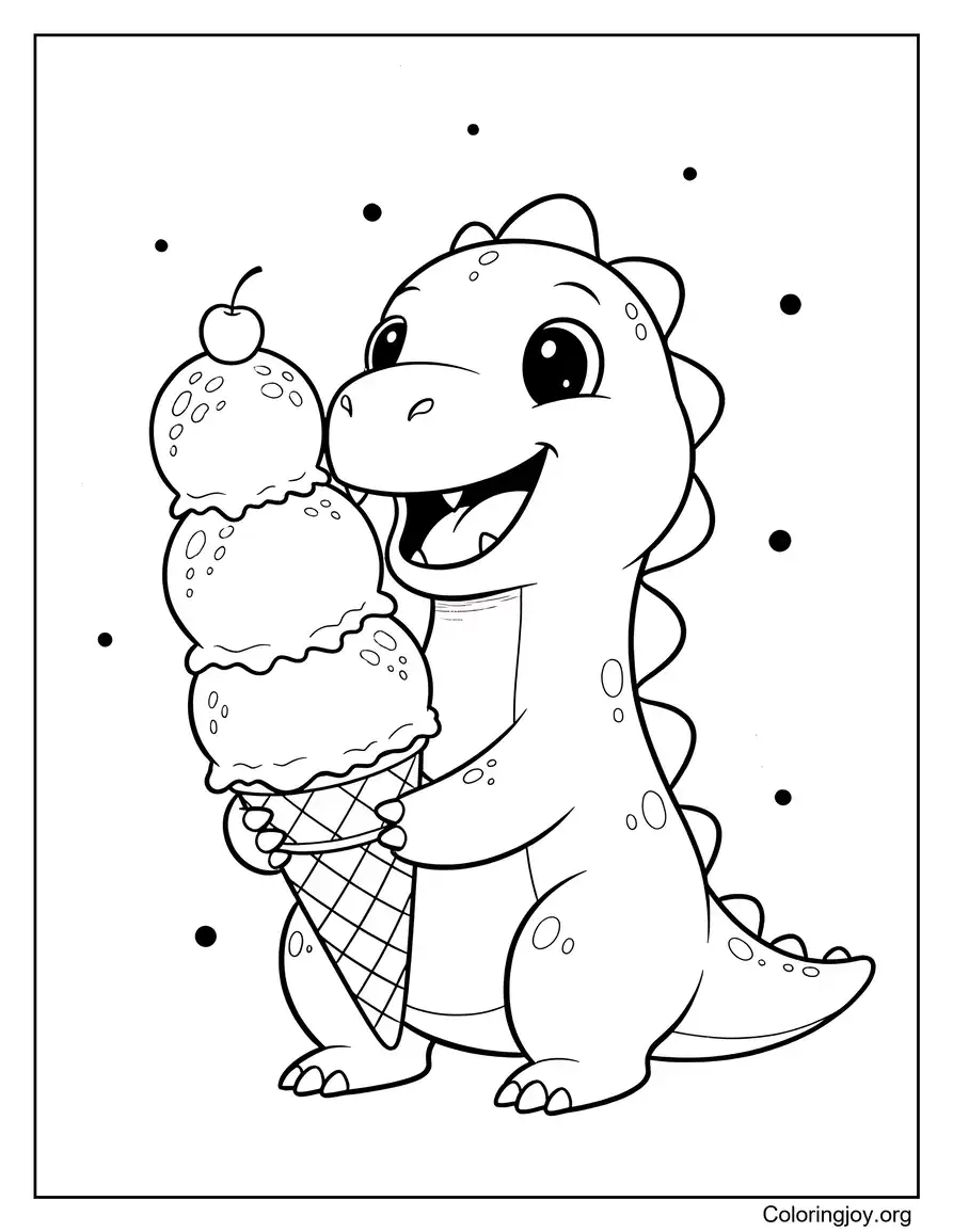 Hoja de actividades para niños: Diversión con helado de dinosaurio