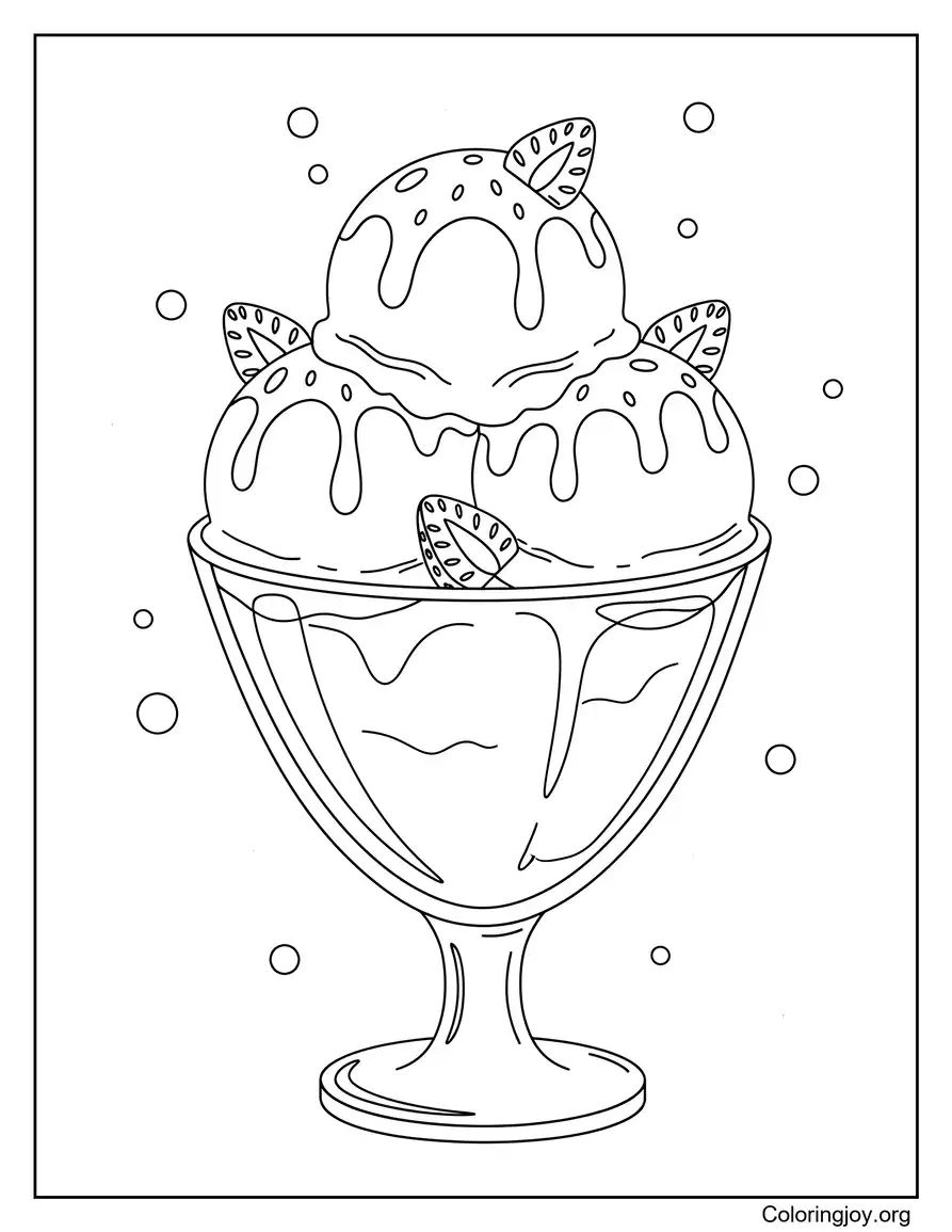 Arte imprimible lindo de helado de fresa
