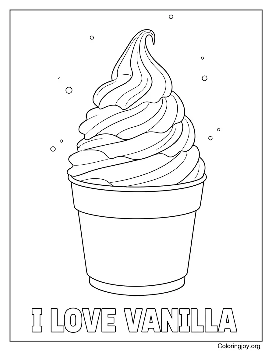 Helado de vainilla Arte simple imprimible