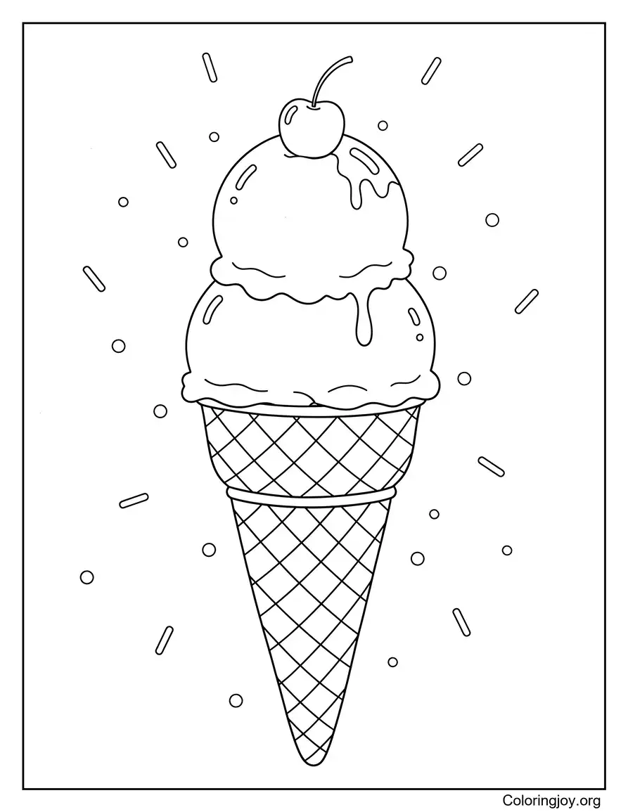 Hoja de actividades con sonrisa feliz de helado