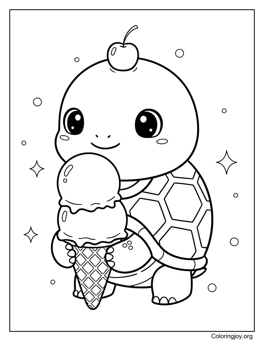 Linda página de actividades sobre helado de tortuga