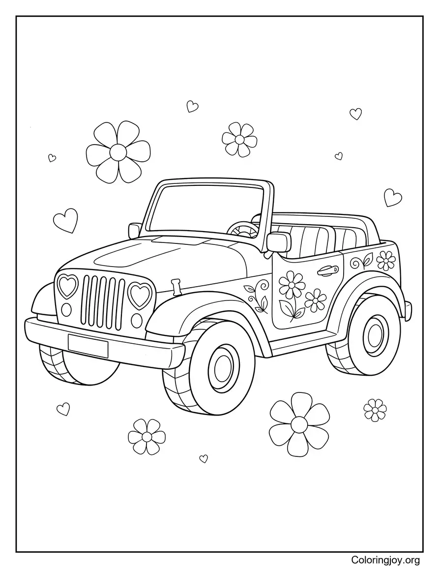 Linda escena de jeep estilo Barbie